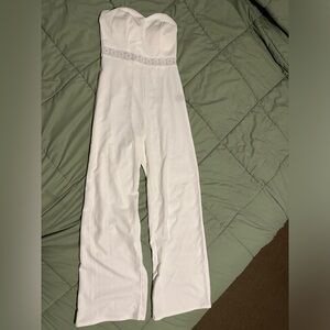 Francesca’s Strapless White Pantsuit